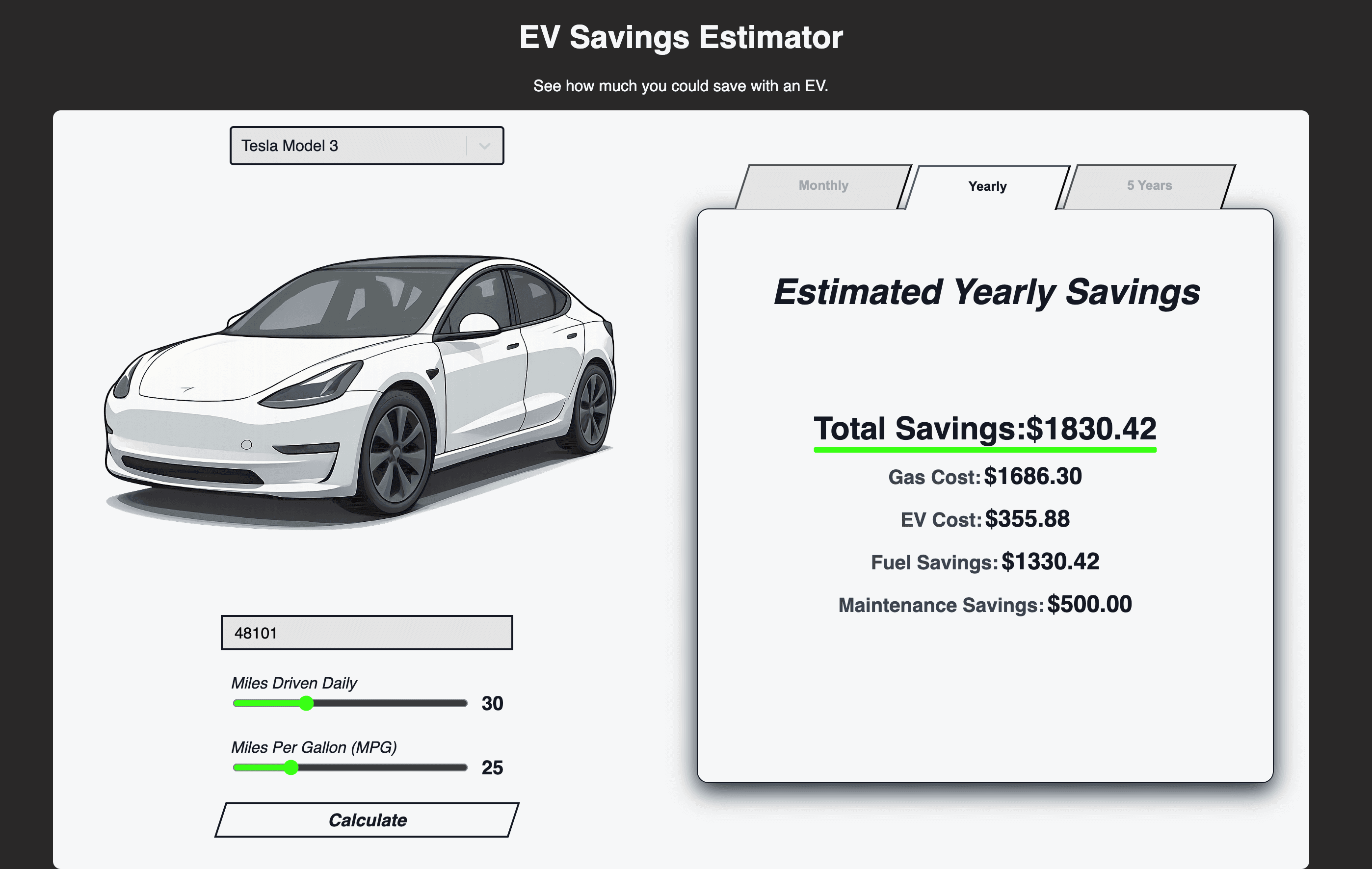 EV Cost Savings Estimator cover image