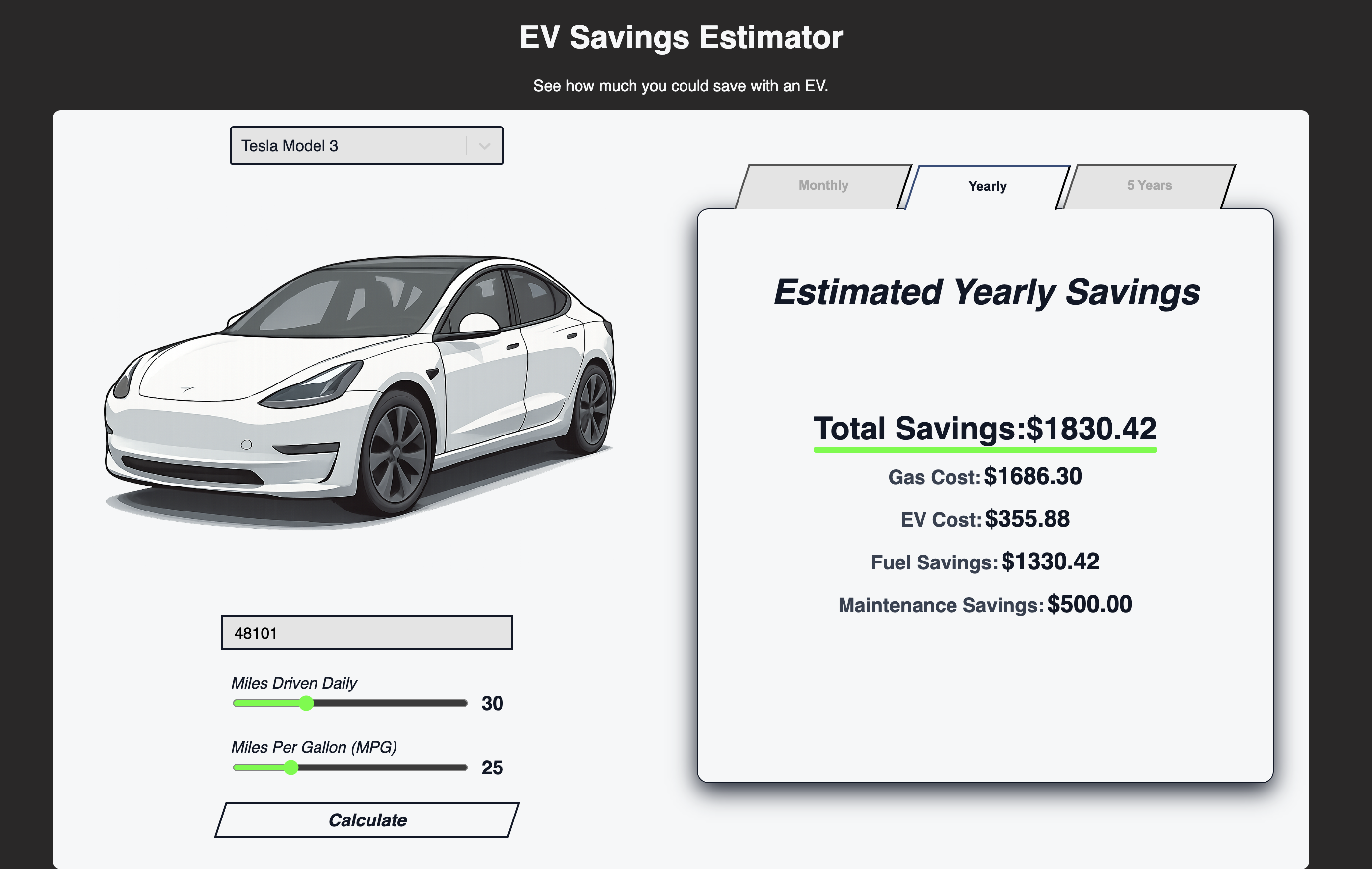 EV Cost Savings Estimator cover image